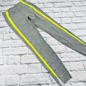 ZYIA Active Gray Leggings with Neon Yellow Stripe Size 2 Yoga Athleisure Running